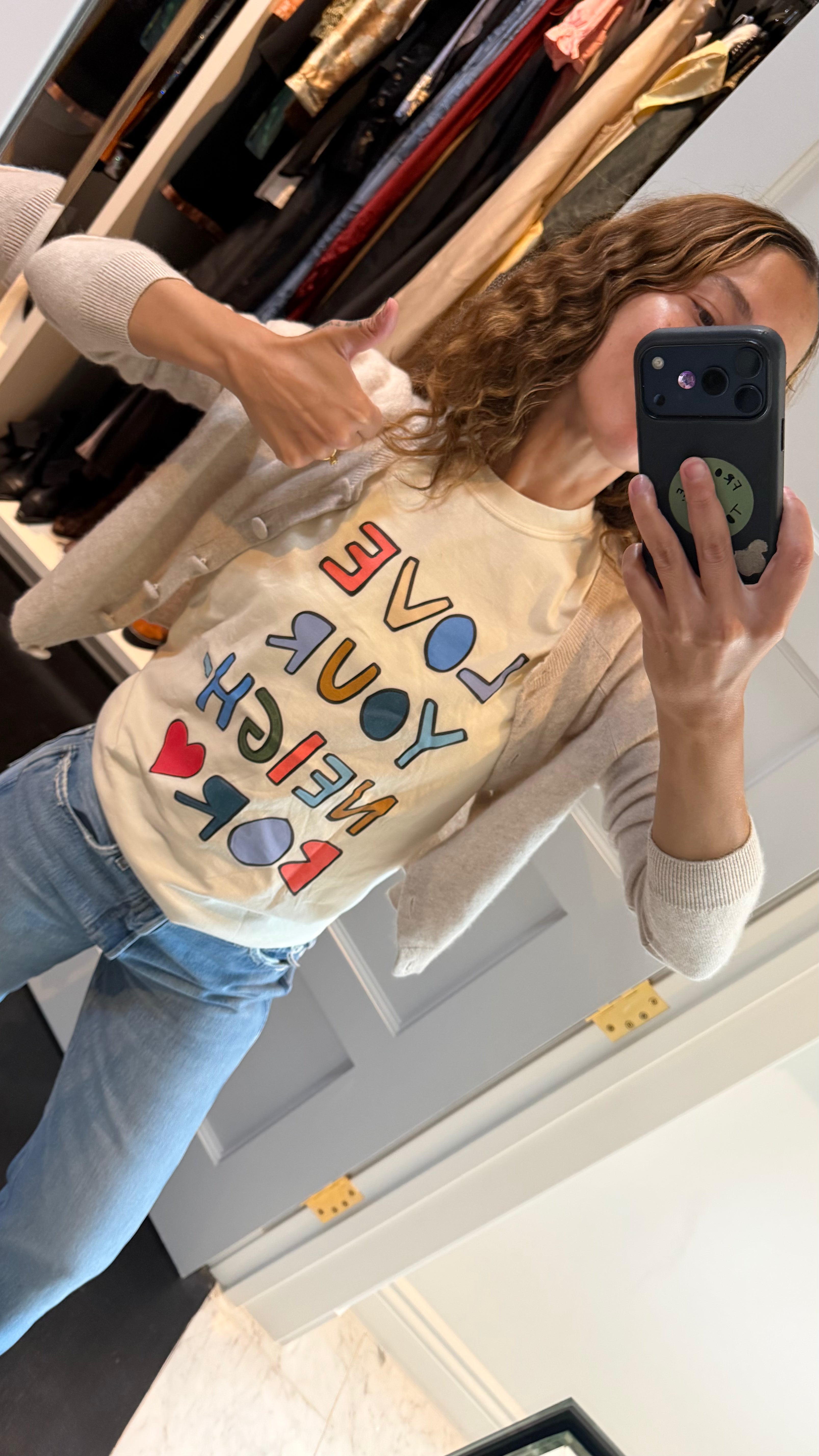 LOVE YOUR NEIGHBOR off white cotton tee