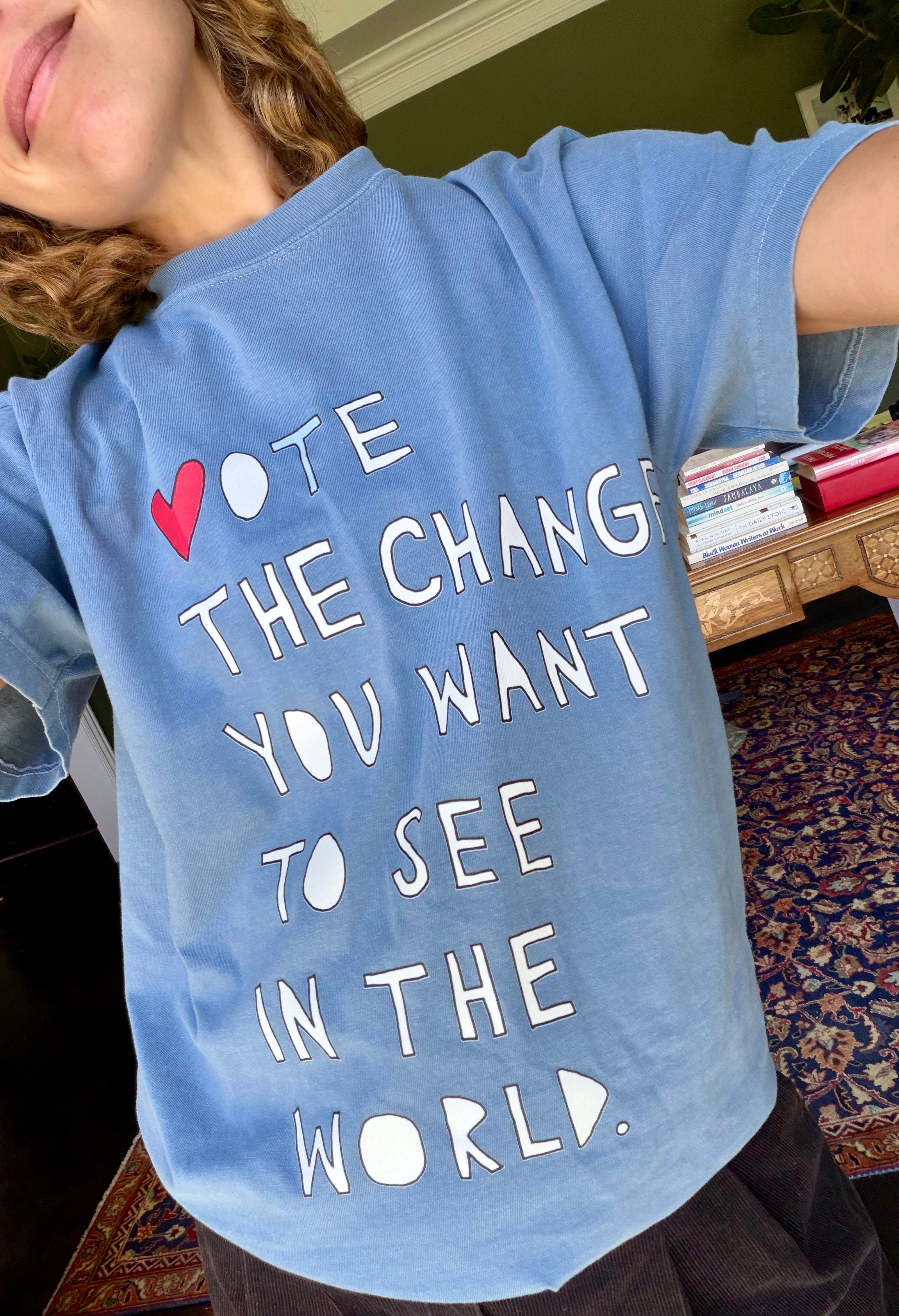VOTE THE CHANGE blue cotton tee