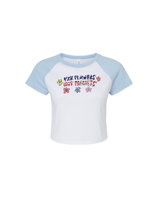 Pick Flowers Not Fascists Blue & White Baby Tee