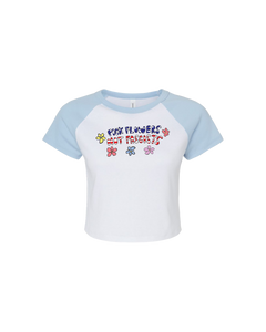 Pick Flowers Not Fascists Blue & White Baby Tee